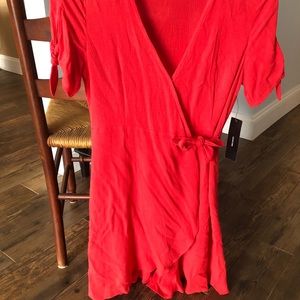 Red wrap dress